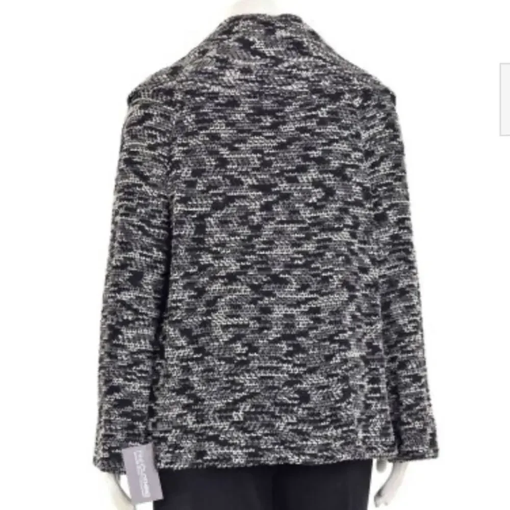 St John Collection Black & Gray Boucle Sweater Jacket Womens sz 4